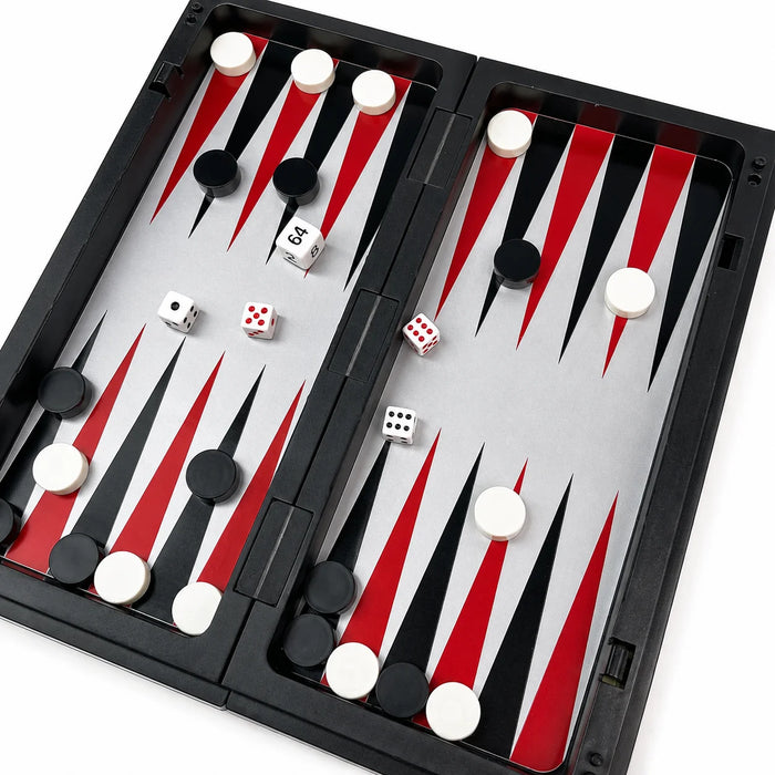 3-in-1 Folding Magnetic Chess, Checkers & Backgammon – 19.1 x 19.7cm Travel Set