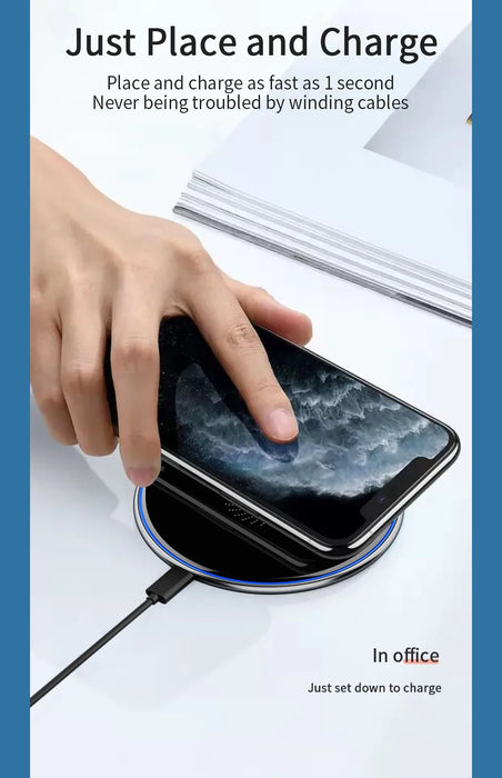 15W Qi Wireless Charging Pad — Fast Charger for iPhone, Samsung & AirPods