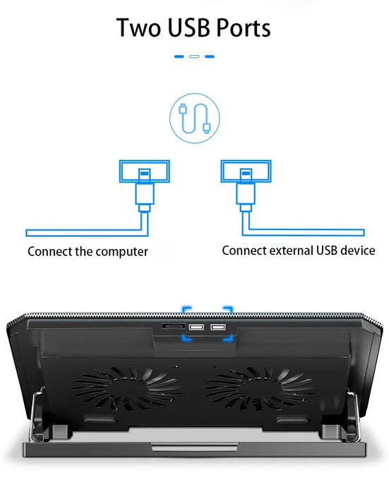 Large Cooling Pad for 12-16 inch Laptops — Dual Fans, USB, Adjustable Speed, Quiet