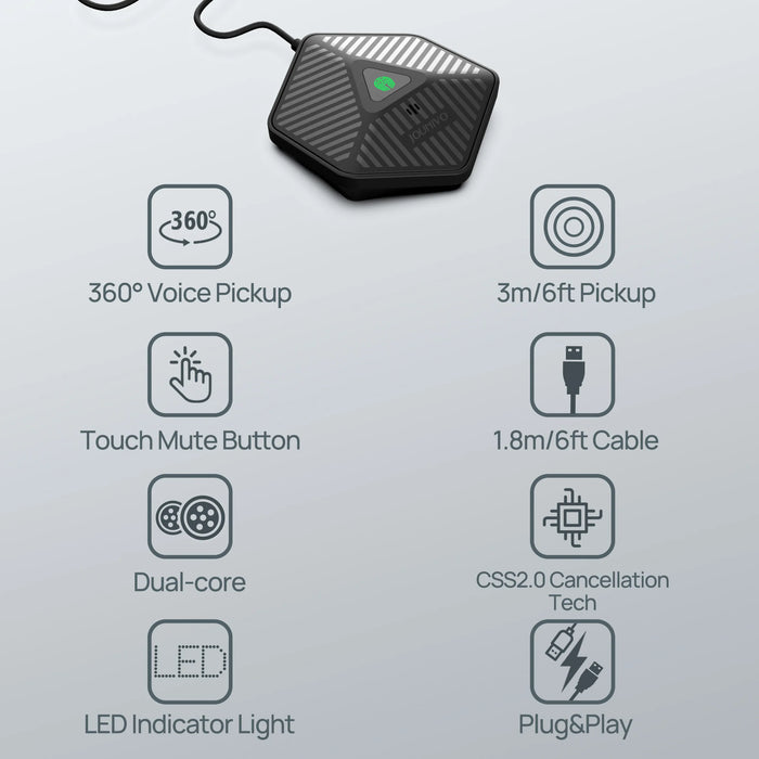 JV808 USB Conference Microphone — Omnidirectional Condenser Desktop Mic for PC & Laptop