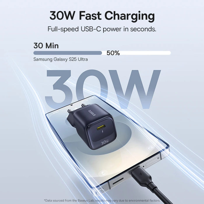 30W GaN USB‑C PD Fast Charger — Works with iPhone 12–17 & USB‑C Devices (EU Plug)