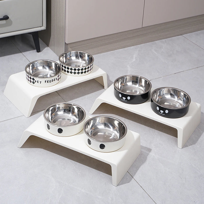 Elevated Pet Feeder with Double Stainless Steel Bowls – Cats & Dogs (Small–Large)