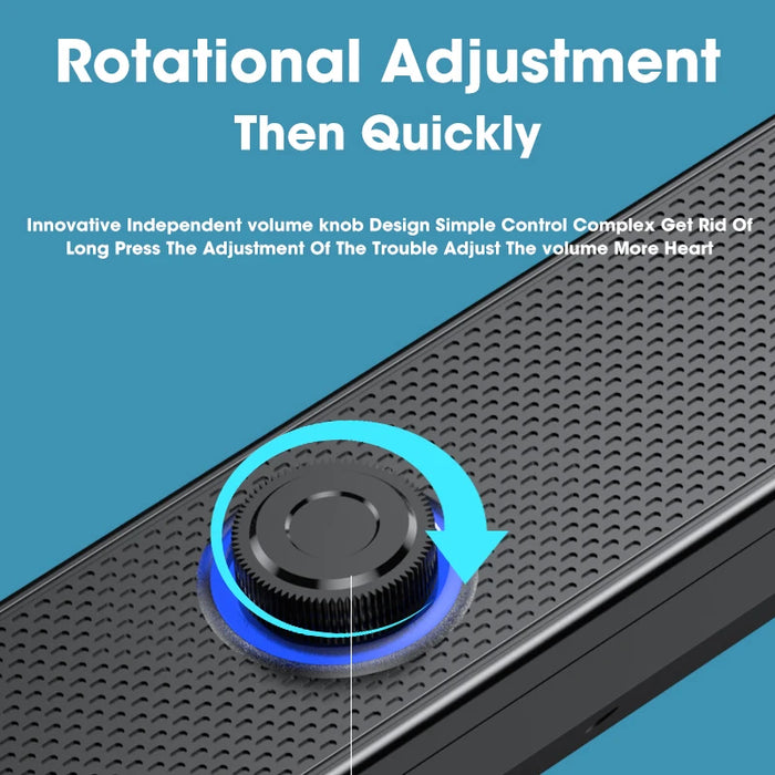 Portable Soundbar Speaker — Bluetooth 5.3 & Wired AUX, USB-powered, 2.0 Stereo