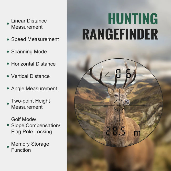 Hunt Rangefinder Camo — 6× Magnification, 5–600m or 5–1000m, USB‑C Rechargeable