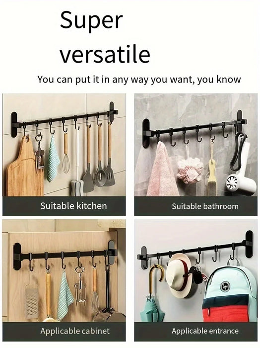 Wall-Mounted Kitchen Hook Rack for Pot Lids and Utensils