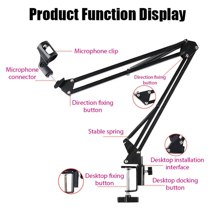 Flexible Desktop Scissor Microphone Arm – Adjustable Boom for Podcasting and Streaming