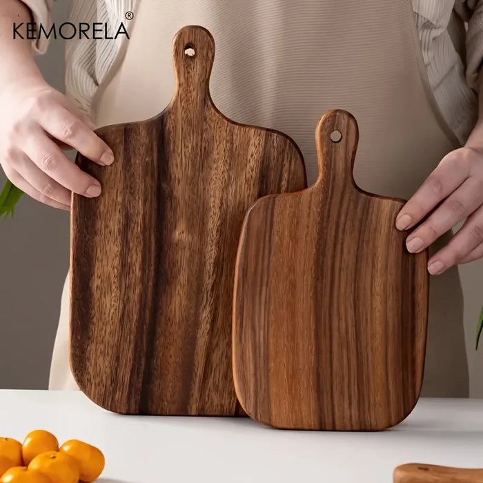 Wooden Cutting Board with Handle — Rectangle Food-Safe Board for Fish, Cheese, Bread & Fruit