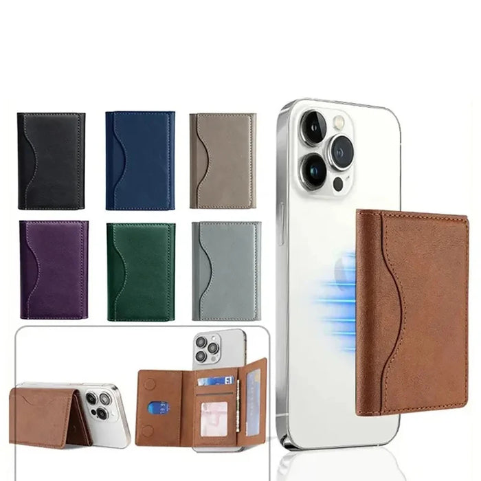 Trifold Magnetic PU Leather MagSafe Card Wallet for iPhone 16/15 Pro/Max/Plus/Mini