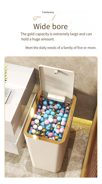 Slim Press-Top Pop-Up Bin — One-Touch Lid, Airtight Odour Lock, 10L