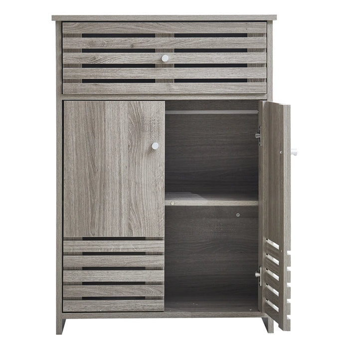 Modern Wooden Freestanding Bathroom Cabinet - Grey Oak, 60 x 30 x 85cm