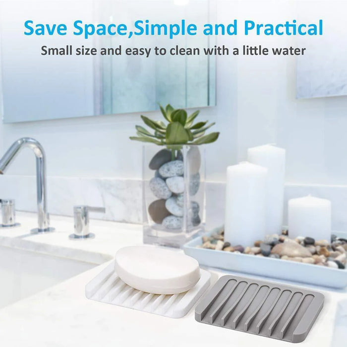 Silicone Self-Draining Soap Dish — Anti-Slip Soap Holder (11.5×8×1cm)
