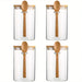 Airtight Glass Jars with Bamboo Lids & Spoons — 18oz (>501ml) — Pack of 1/2/3/4 — Transparent Food Storage for Spices, Beans & Tea