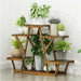 6-Tier Carbonised Triangle Corner Plant Stand — Pine & Metal, Stained Brown