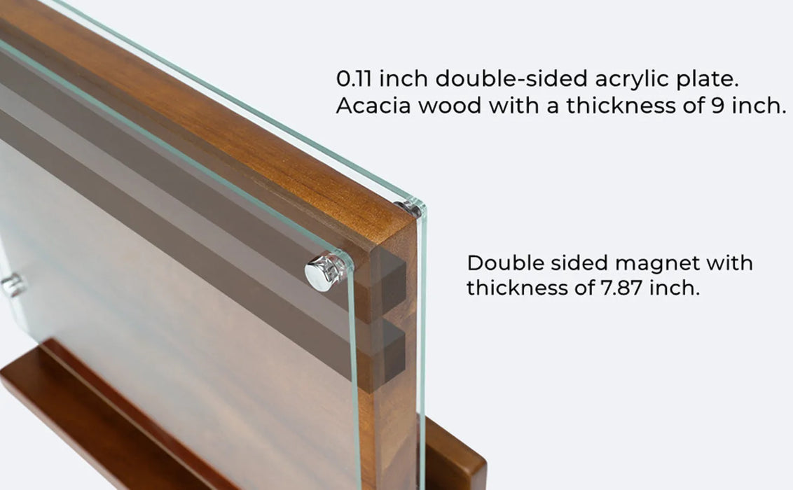 Double‑Sided Magnetic Knife Block with Acrylic Shield — Acacia Wood