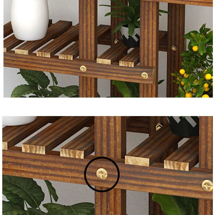 5-Tier Wooden Plant Stand — 36in (92×56×25cm), Holds 6 Pots