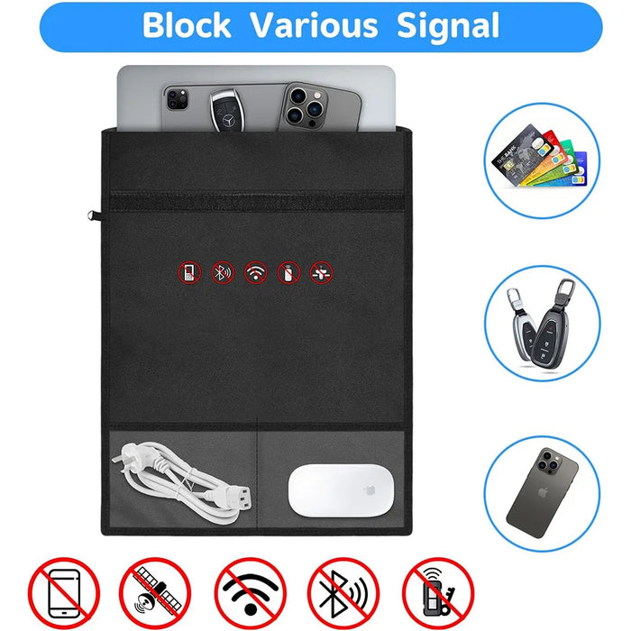 RFID Signal Blocking Faraday Pouch — Phone, Cards & Key Fob Shield