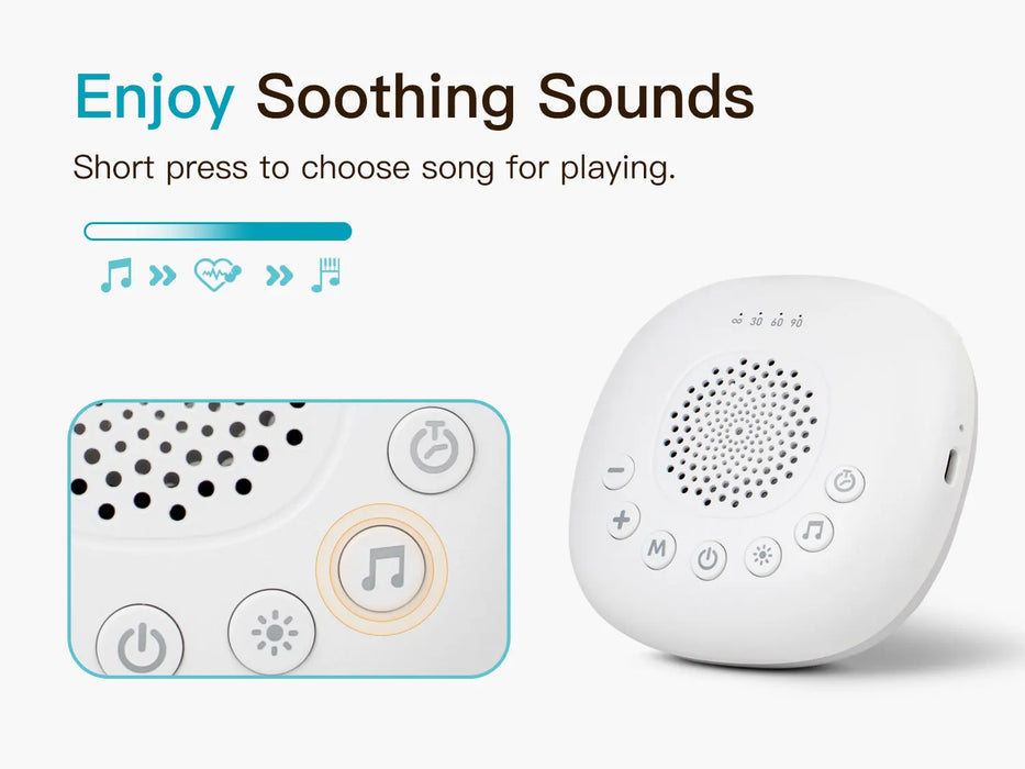 White Noise Sound Machine with 24 Soothing Sounds & Rechargeable Night Light — Sleep Aid for Babies, Kids & Adults
