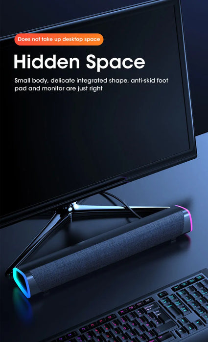 4D Stereo Sound Bar Speaker — Bluetooth 5.0, USB-Powered, AUX