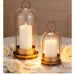 Vintage Brass Metal Candle Holder Set with Glass Domes