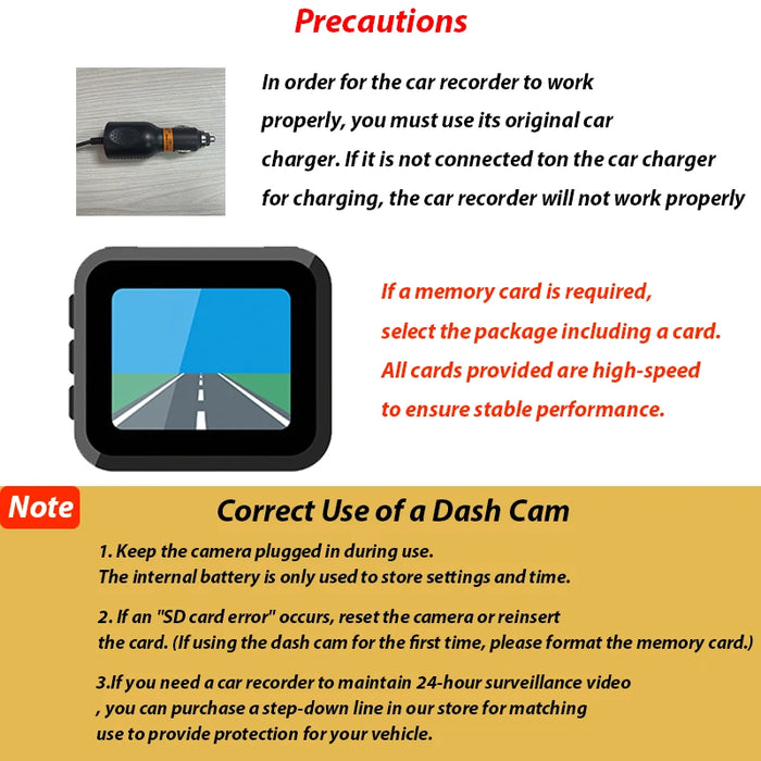 1080P Dual Camera Dash Cam — Front & Interior (2‑ or 3‑camera options)