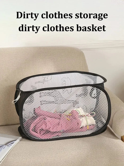 Polyester Mesh Laundry & Storage Basket 30 x 30 x 48 cm – White or Black