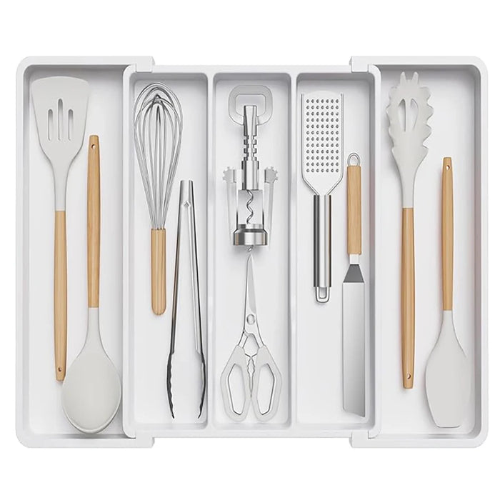 Expandable Utensil Tray — Adjustable Cutlery Organiser for Kitchen Drawers