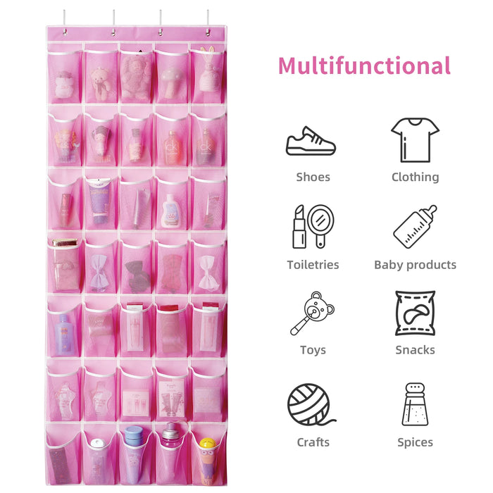 35-Pocket Over-the-Door Shoe Organiser – Breathable Mesh Hanging Storage