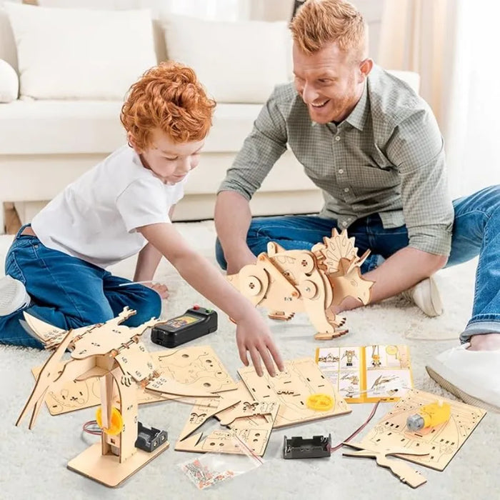 Wooden Dinosaur STEM Model Kit – choose 1 or 4 pcs (T‑Rex, Triceratops, Pterosaur, Brachiosaurus)