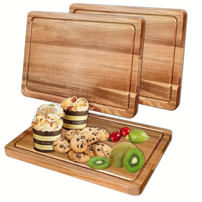 Beech Walnut Wooden Cutting Board - Rectangle Chopping & Butcher Block for Cheese & Meat