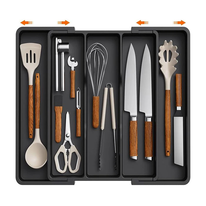 Expandable Utensil Tray — Adjustable Cutlery Organiser for Kitchen Drawers