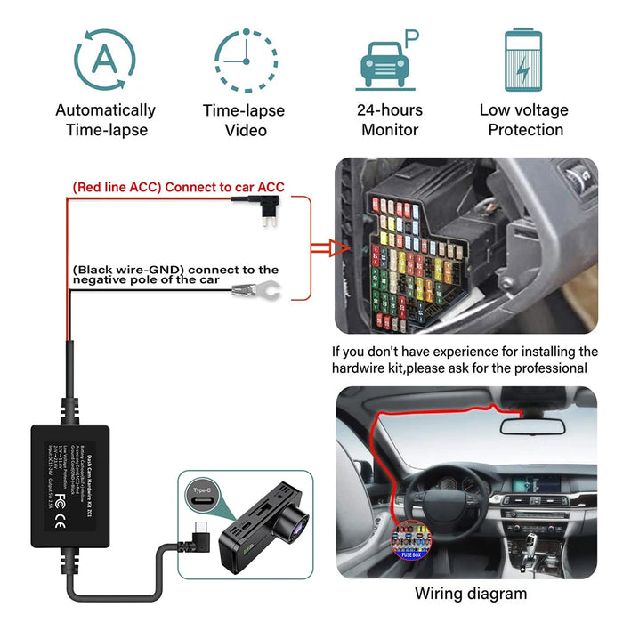 1080p Dual‑Lens Dash Cam with Wi‑Fi — Front & Cabin, Night Vision, Loop Recording