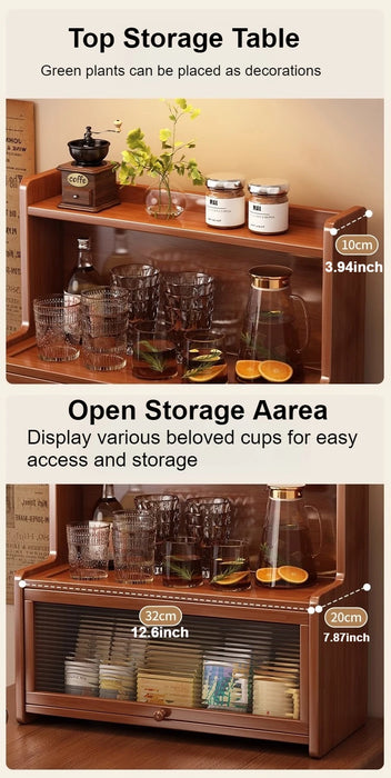 Bamboo 3-Tier Cup & Glass Organiser Shelf – Countertop Storage for Mugs & Small Spaces