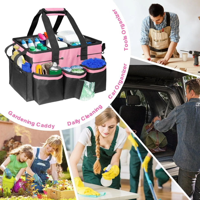 Large Cleaning Caddy Tote with Support Board & Multi-compartment Organiser