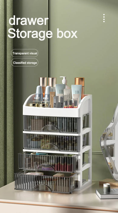 PP 5-Layer Drawer Makeup Storage Box – Multi-layer Cosmetic Organiser (White / Pink)