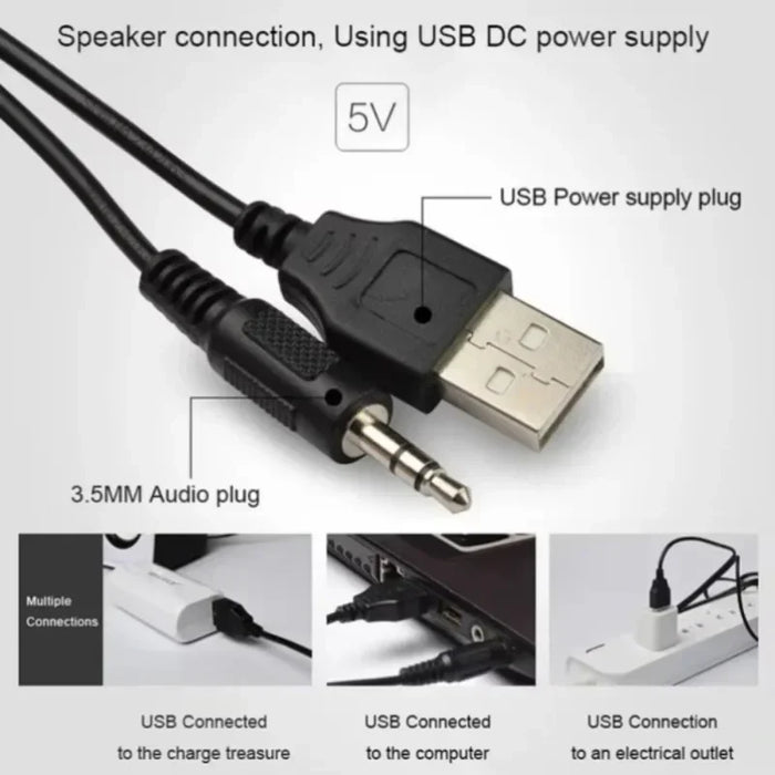 2.1 USB-Powered PC Speaker Set with Subwoofer — Compact Stereo for Laptop, Phone & TV