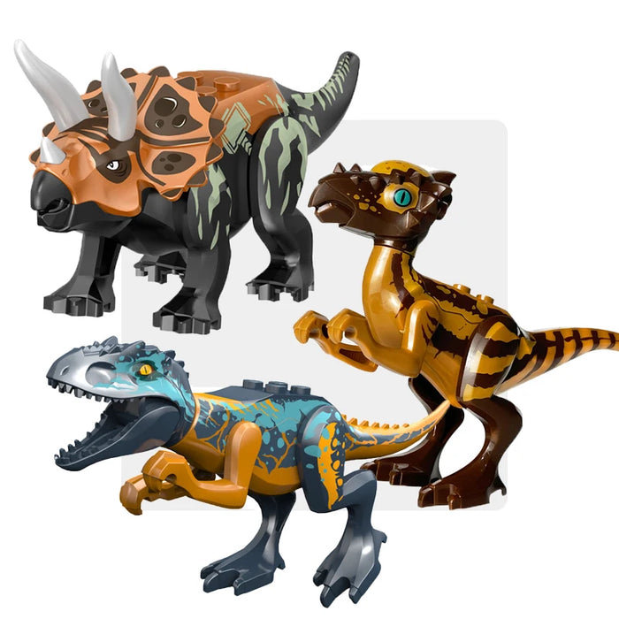 Jurassic Dinosaur Building Set — Triceratops, Velociraptor, T‑Rex, Indominus (Age 6+)