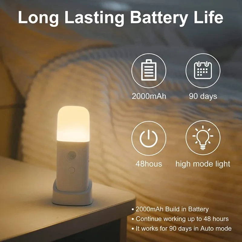 LED-liikumisanduriga öölamp USB-laetav - reguleeritava heledusega, kaasaskantav, aktiveeritav öölamp laste tuppa, magamistuppa, koridori - ideaalne valgustuslahendus laste ohutuse ja mugavuse tagamiseks