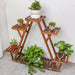 6-Tier Carbonised Triangle Corner Plant Stand — Pine & Metal, Stained Brown