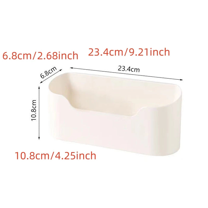 Adhesive Wall-Mounted Storage Rack – 2-Piece White Kitchen & Bathroom Organiser