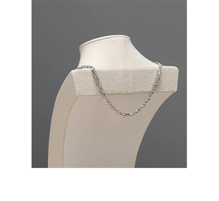 Linen Jewellery Bust Necklace Display Stand — Beige