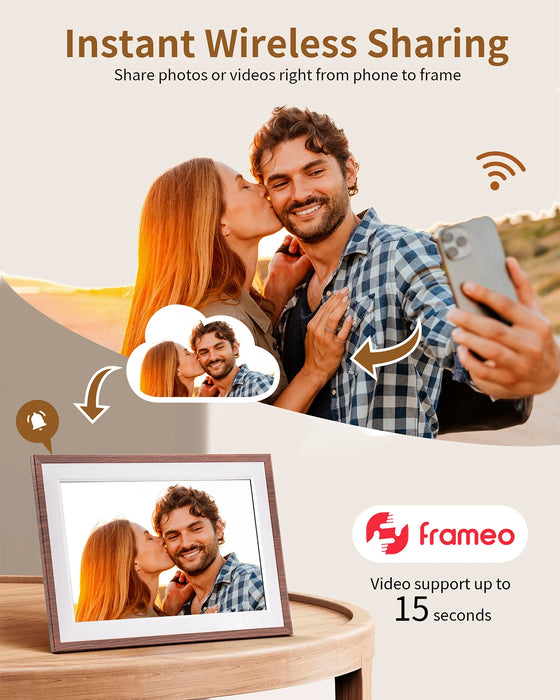 10.1-inch Wi‑Fi Digital Photo Frame — 1280×800 HD Touchscreen, 32GB, Wall‑mountable