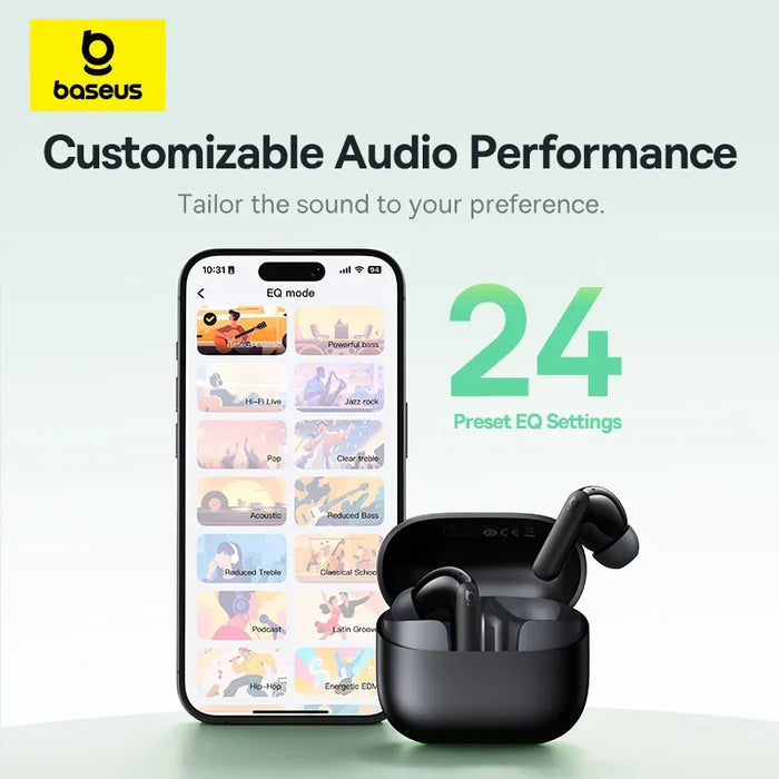 Baseus E Series – ANC True Wireless Earbuds, 12mm SuperBass, Bluetooth 6.0
