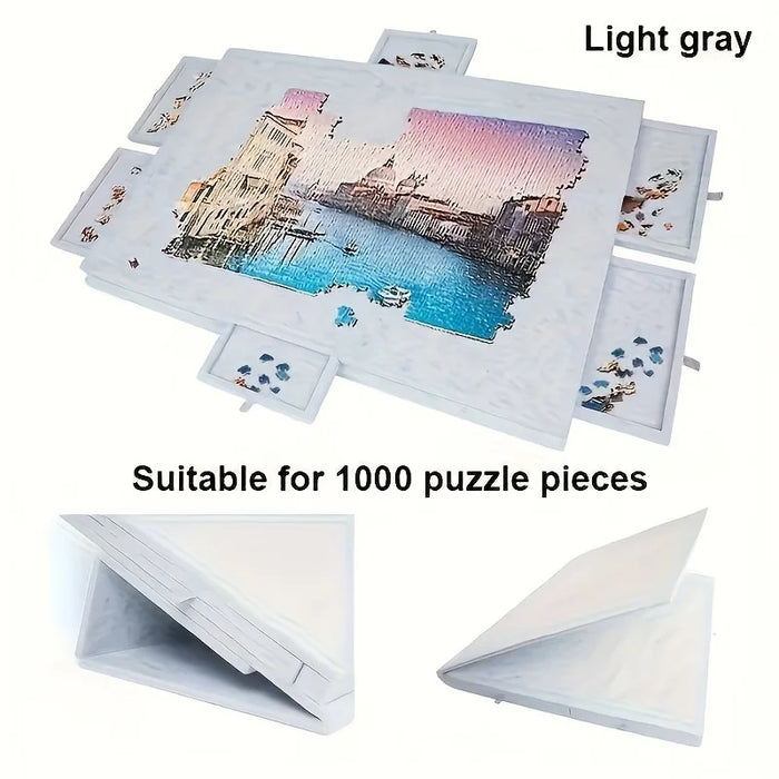 6-in-1 Tiltable Puzzle Board with 6 Drawers — Fits 1,000 Pieces