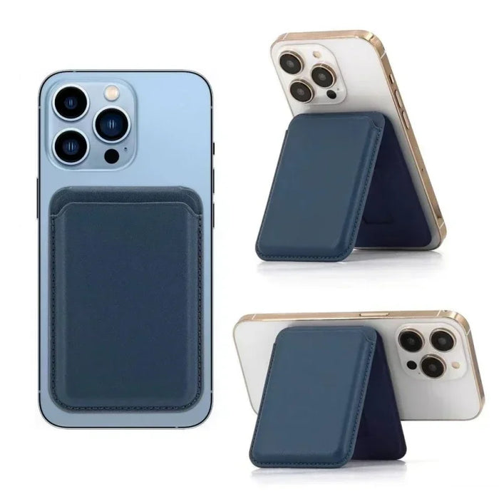 Magnetic Artificial Leather Wallet Case with Hidden Stand — MagSafe Compatible for iPhone 12–16 Pro/Max — Black