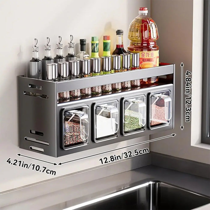 Wall-Mounted Spice Rack – Over-Stove Seasoning Jar Organiser (3 / 4 / 5 Grid)