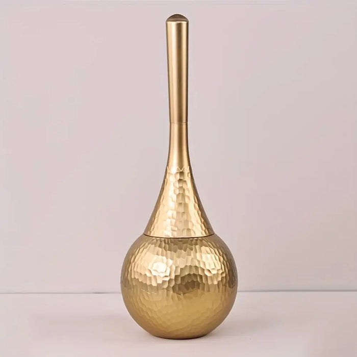Long‑Handled Toilet Brush with Base Holder — Non‑Scratch Bathroom Brush, Gold or Silver