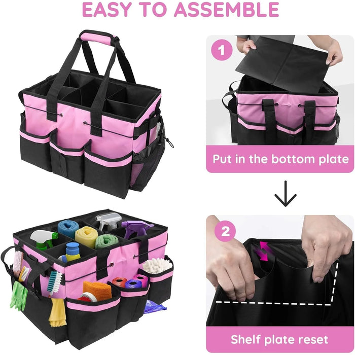 Large Cleaning Caddy Tote with Support Board & Multi-compartment Organiser