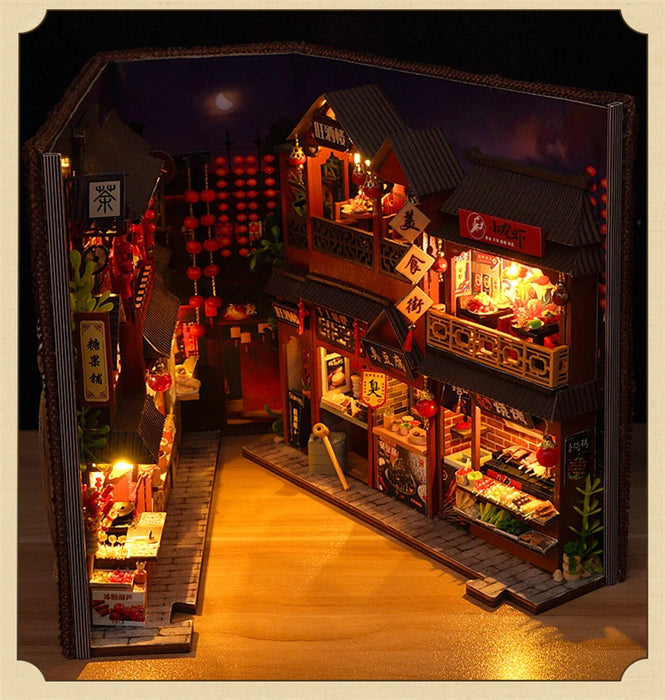 Retro Street-Food Book Nook DIY Wooden Miniature Kit — Shelf Insert