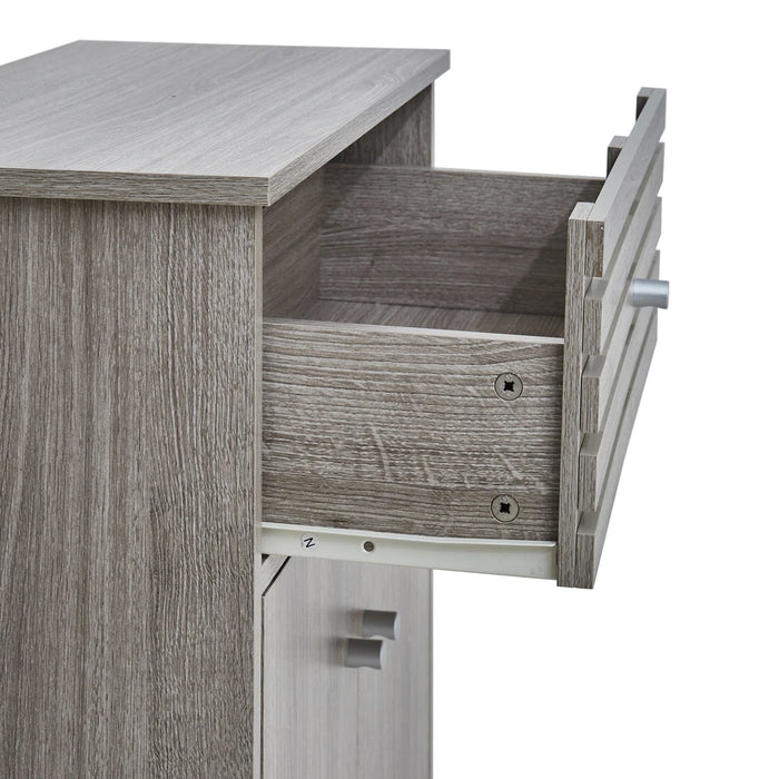Modern Wooden Freestanding Bathroom Cabinet - Grey Oak, 60 x 30 x 85cm