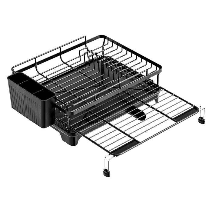 Extendable Over‑Sink Dish Drying Rack – Carbon Steel, Large Capacity